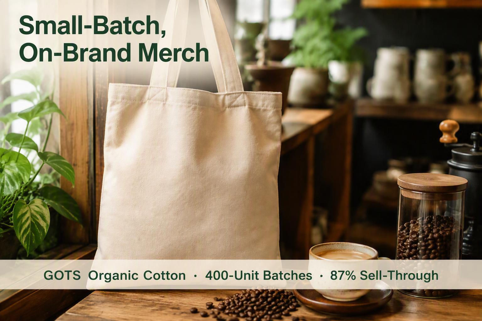 A Specialty Coffee Brand's Small-Batch Organic Canvas Totes: 12 Drop Cycles, Zero Stockouts