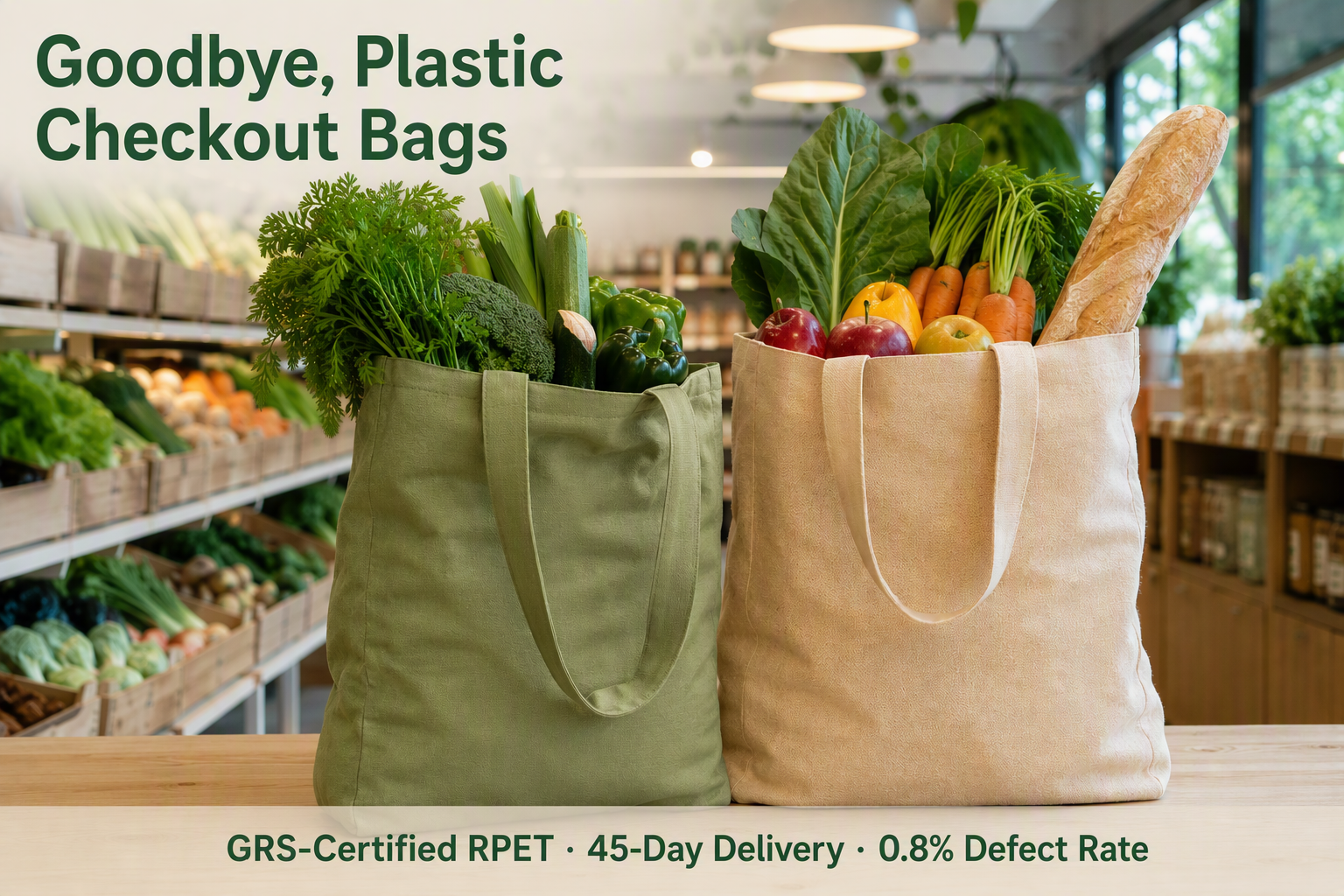 How a 180-Store Grocery Chain Replaced Plastic Checkout Bags with GRS-Certified RPET Totes