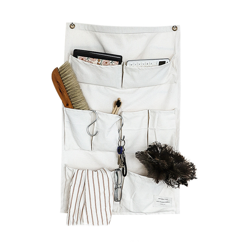 Cwstwm Grid Fath Cotton Pockets Drws Cefn Storio Trefni Fabric Wall Hanging Storio Bags