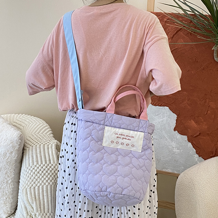 Women's Fashion Winter Warm Lightweight Quilted Puffy Handbag Nylon Quilted Puffer Crossbody Bag with Two Straps Open Closure