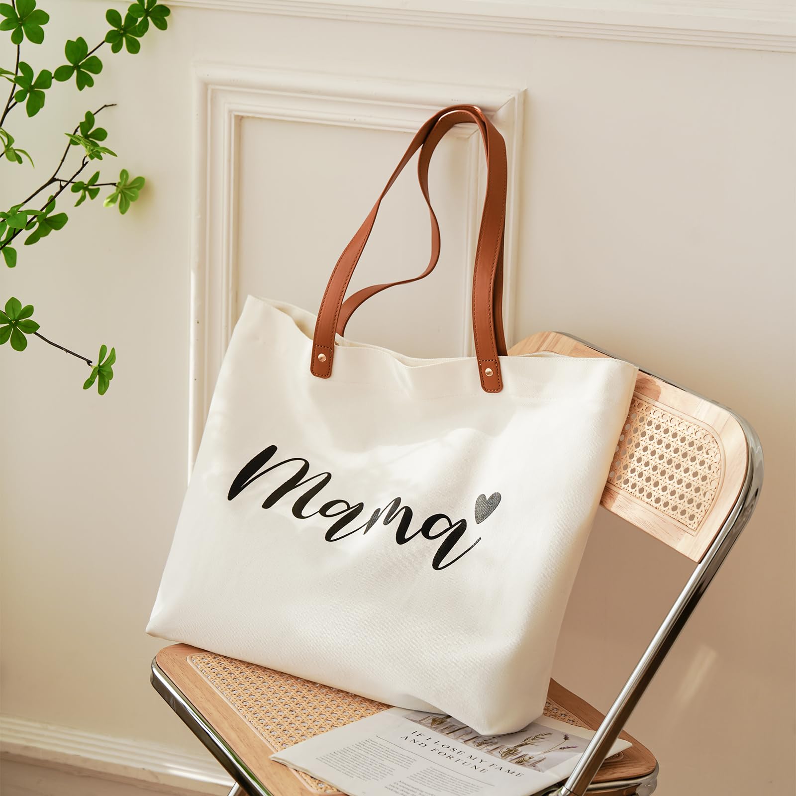 Customizable Leather Handle Tote Bag Reusable Hospital Shopping Beach Travel Cotton Canvas Mama Bag with Custom Logo Pattern supplier