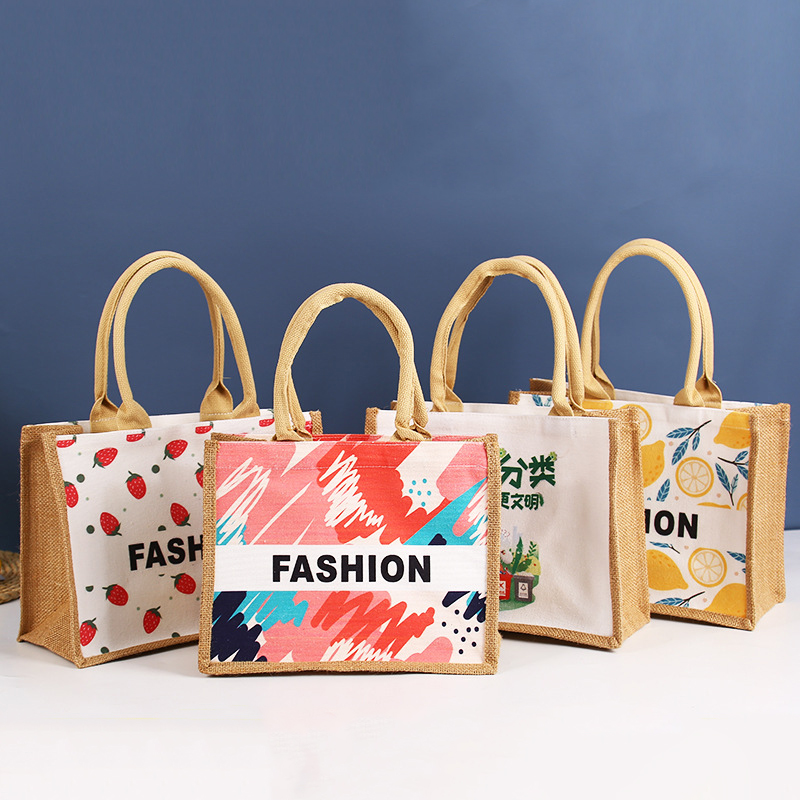 Personalized Graffiti Canvas Jute Shopping Bag With Custom Printed Logo