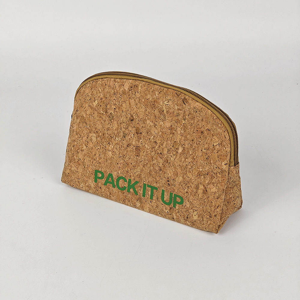 Custom Canvas Travel Makeup Bag with Zipper Closure Cork Bottom Fashionable Letter Pattern Cosmetic Gift Bag details