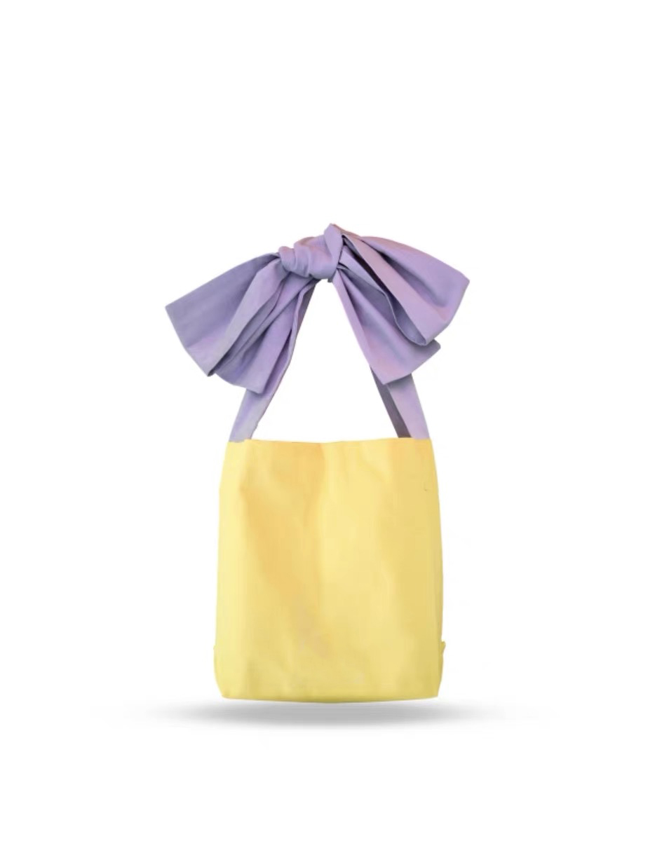Wholesale Casual Cute Girl Personalised Bowknot Tote Bag Canvas Foldable Reusable Shopping Cotton Bow Tote Bag details