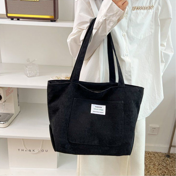 Eco Cyfoes Ailgynhyrchadwy Ferch Bach Mawr Shopper Corduroy Totes Llawr Bags â Logo Argraffu Custom