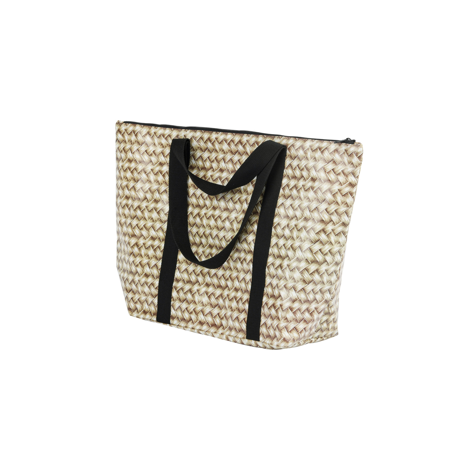 Waterproof Recycled Double Handle Shopping Bags with Laminated PP Woven Zipper Tote Promotional Pattern Letter Design details
