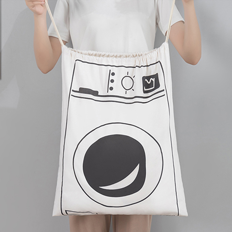 Custom Medium Soft Drawstring Tie Storage Bag White Organic Cotton Canvas Drawstring Bag With Logo
