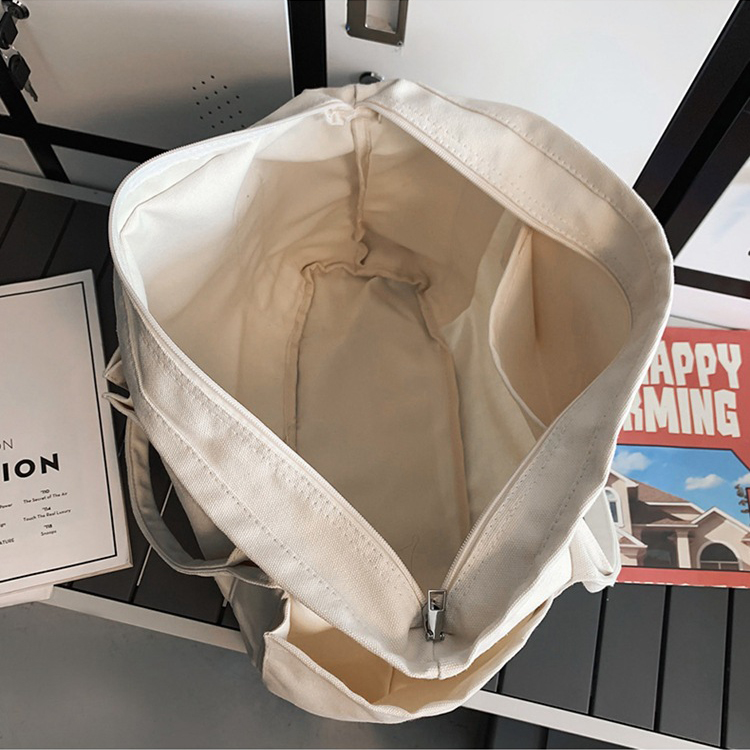 Budget Custom Large Cotton Canvas Yacht Tote Bag 100 Recycled Cotton Canvas Bag With Tow Pockets details