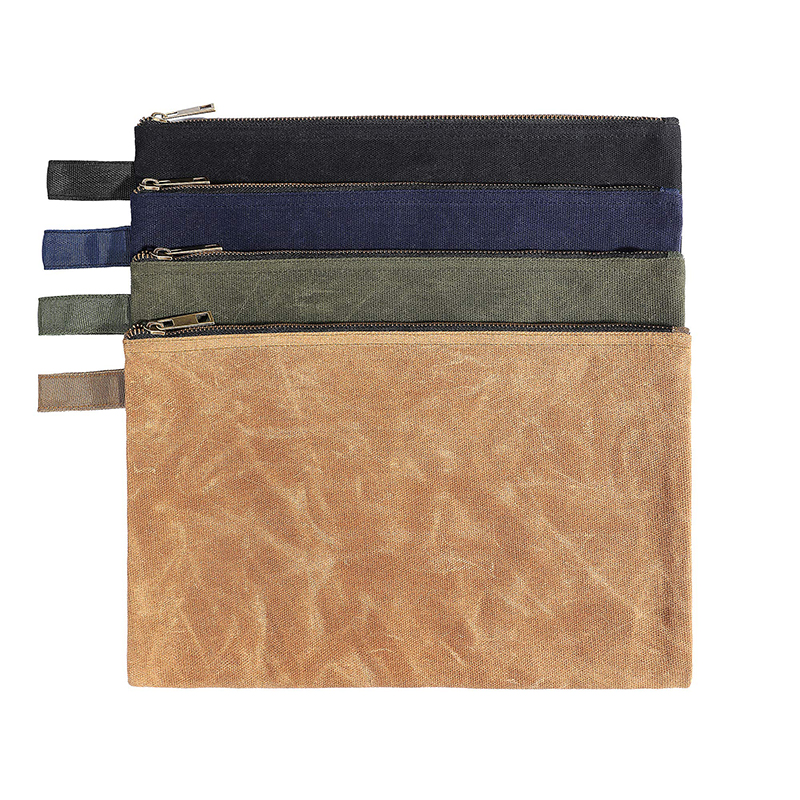 Custom Men's Travel for Toiletry Cosmetic Bag Durable Waterproof Waxed Cotton Canvas with Zipper Closure Features Letter Pattern manufacture