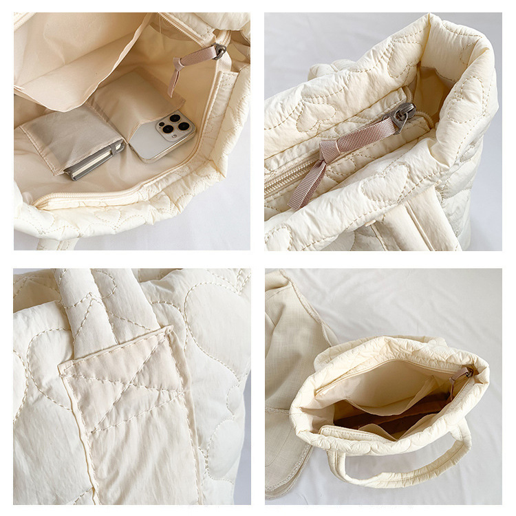 Travel Shoulder Nylon Puffer Bag Winter Quilted Puffy Puffer Tote Bags for Women factory