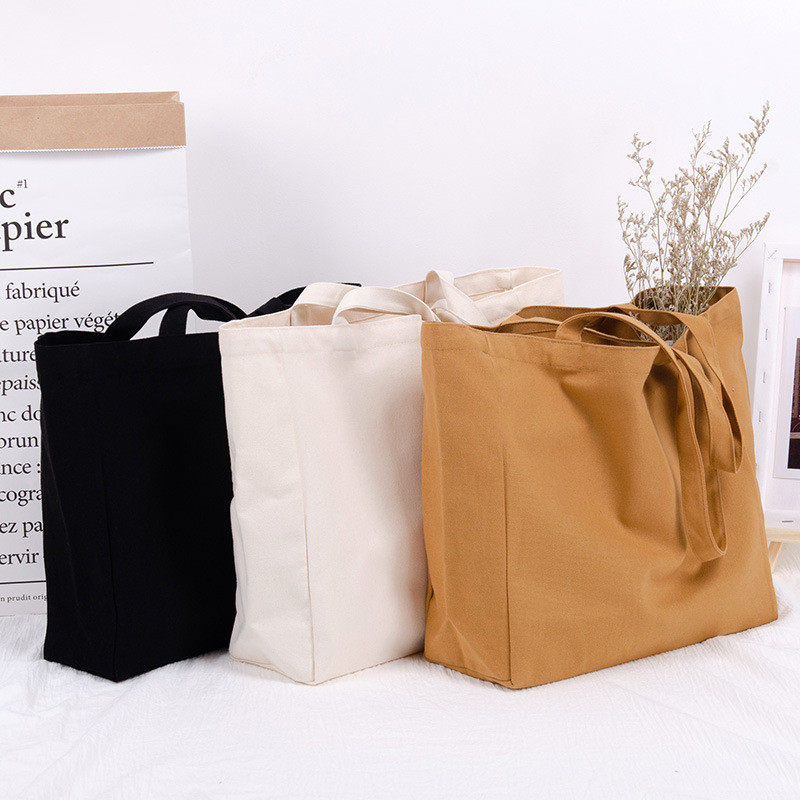 Custom Logo Eco-friendly Large Capacity Portable Reusable Shopping Bags Blank 100% Cotton Canvas Tote Bag details