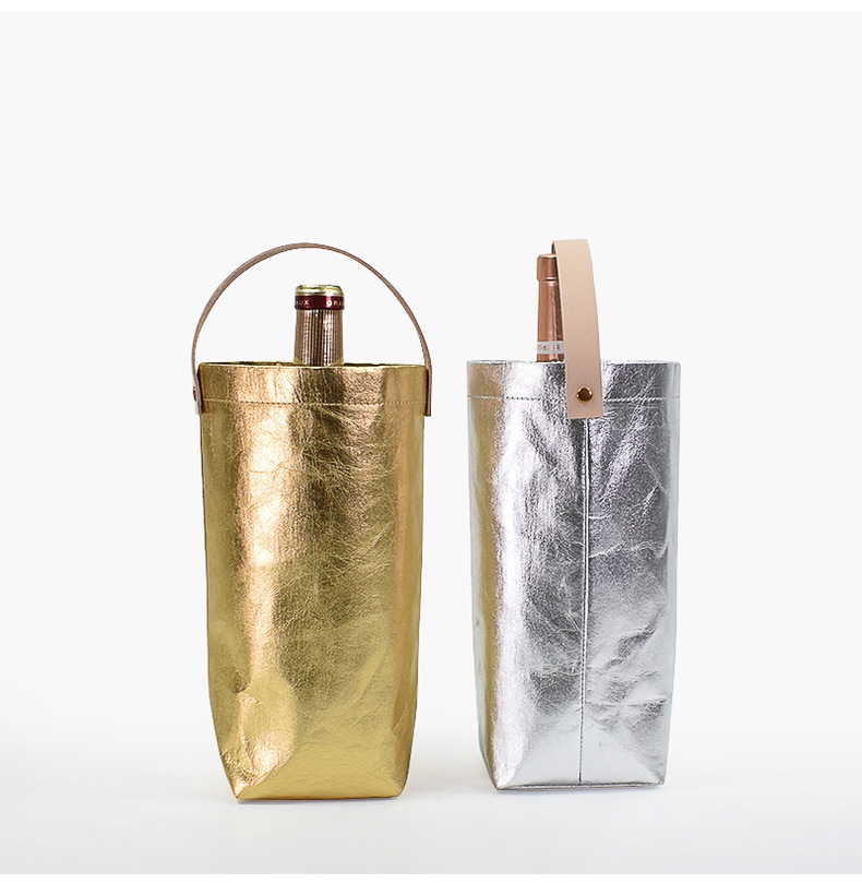 Custom Logo Washable Kraft Paper Eco-friendly Gift Bag Kraft Paper Bottle Wine Bag