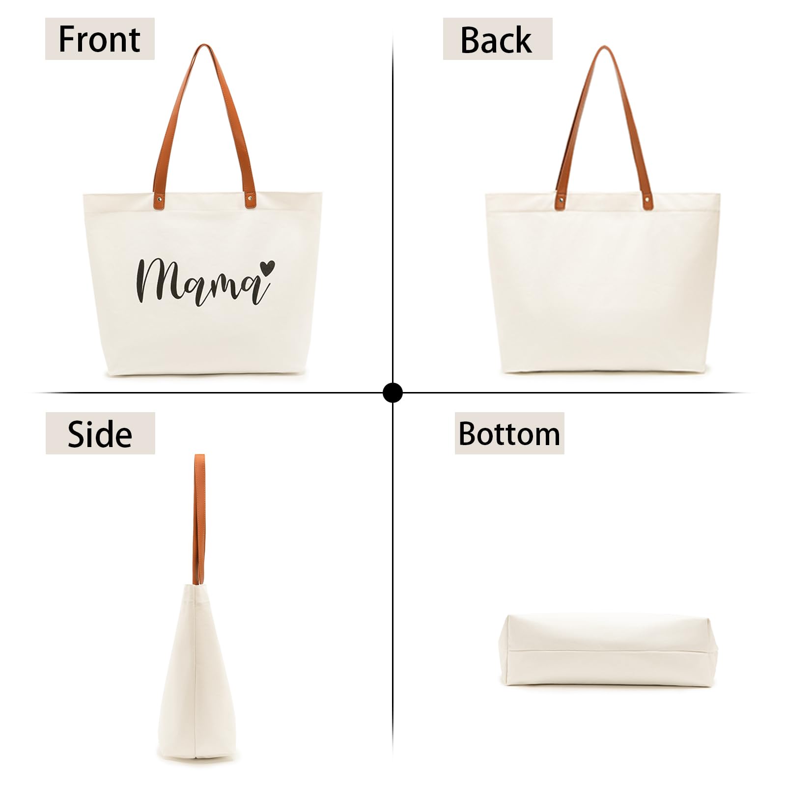 Customizable Leather Handle Tote Bag Reusable Hospital Shopping Beach Travel Cotton Canvas Mama Bag with Custom Logo Pattern manufacture