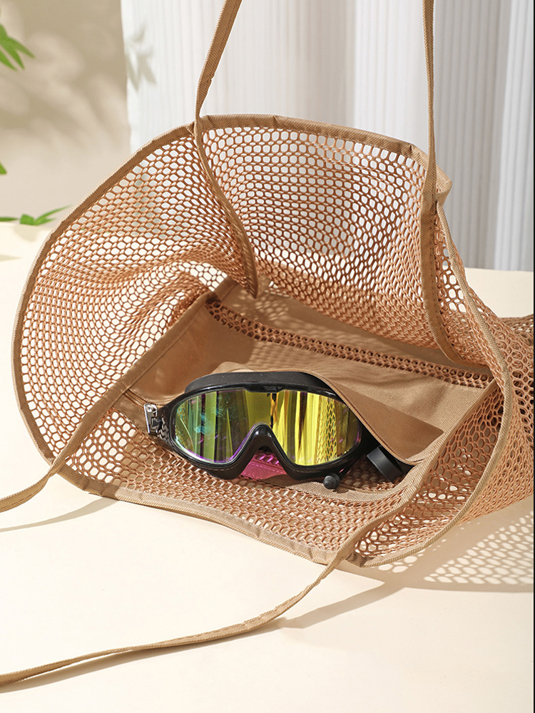 Custom Large Beach Bag Pool Bags Transparent Mesh Beach Tote Bag for Beach Picnic Shopping Camping Grocery