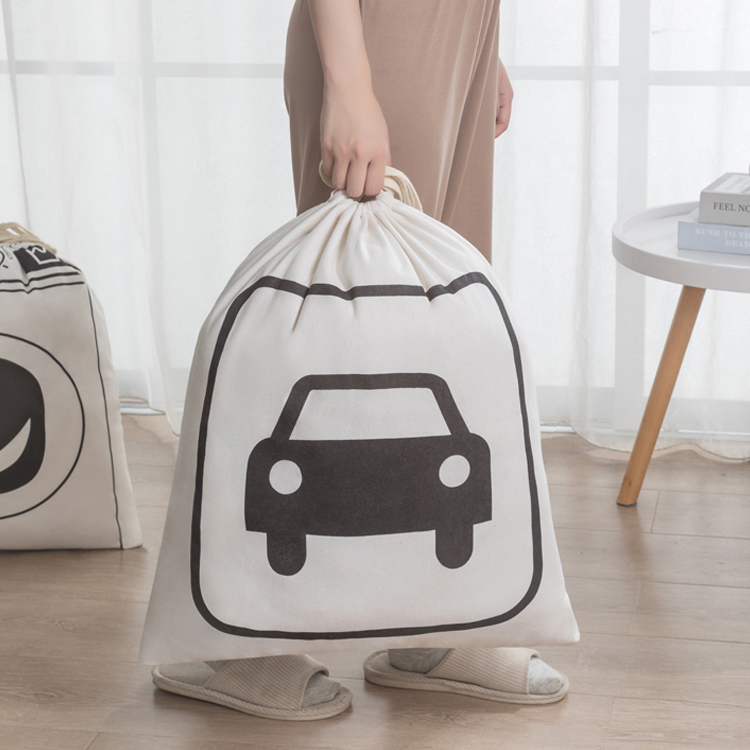 Custom Medium Soft Drawstring Tie Storage Bag White Organic Cotton Canvas Drawstring Bag With Logo