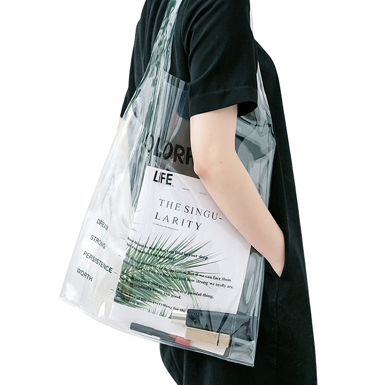 Wholesale Waterproof Transparent Shopping Bag  Shoulder Bag PVC Tote Bag factory