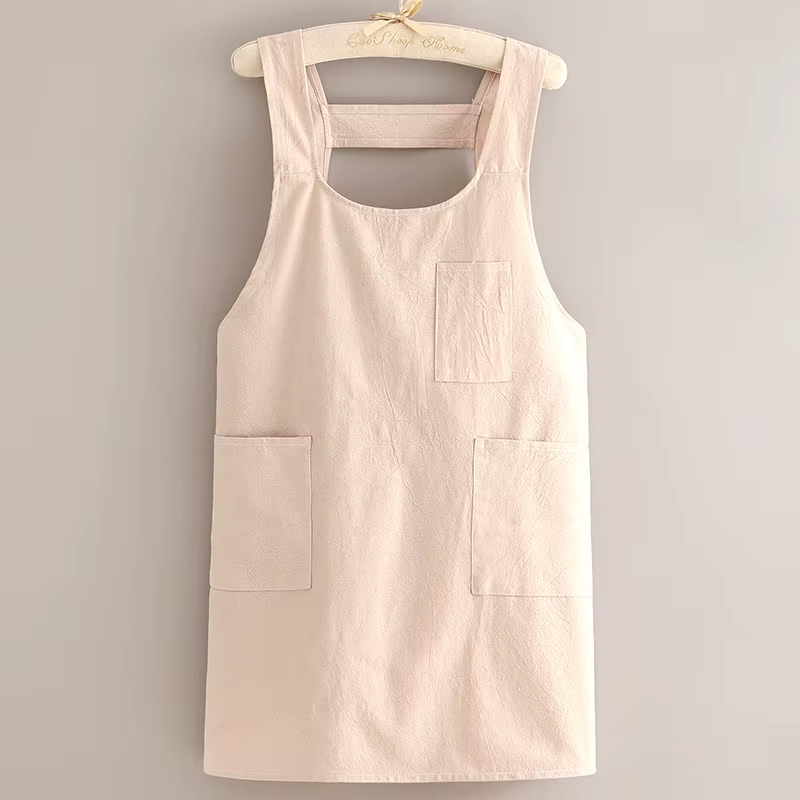 Solid Color Men Women Custom Logo Oilproof Waterproof Apron Sleeveless Aprons Kitchen Cooking Restaurant Bib Apron with Pocket