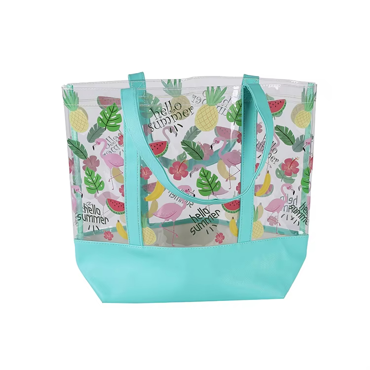 Women's Custom Transparent PVC Tote Toiletry Bag with Handle Animal Print Shoulder Bag