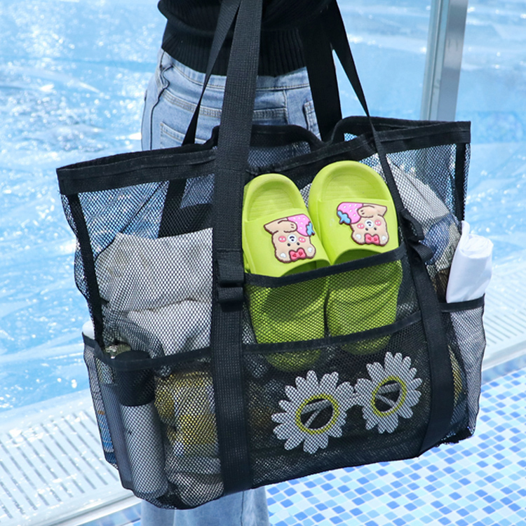 Custom Printed Nylon Mesh Tote Bag Reusable with Custom Logo for Beach or Shopping