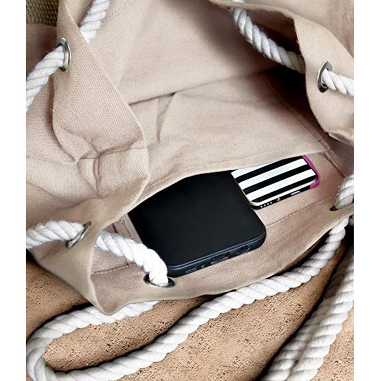 Factory Direct Wholesale Handmade Woven Bags Fashion Lady Canvas Beach Handbag