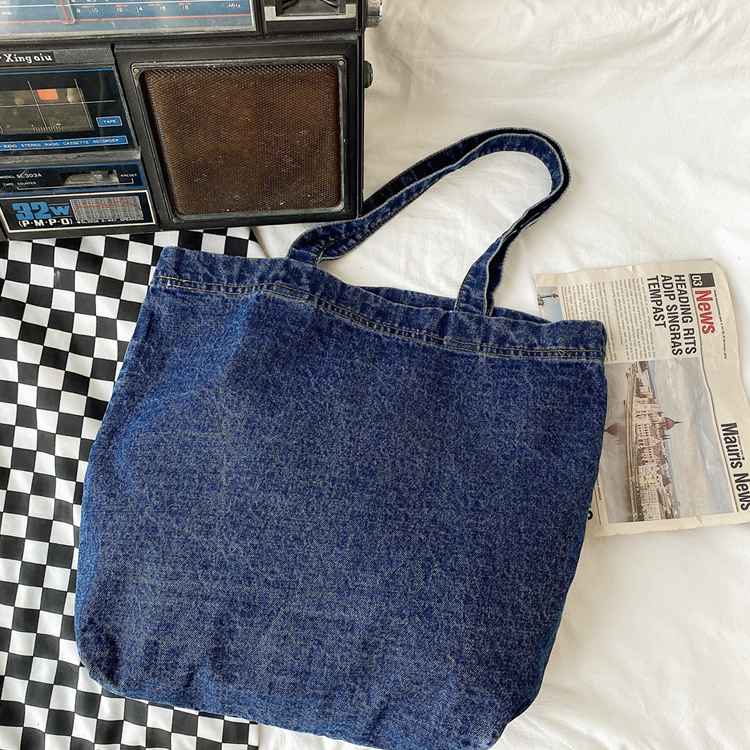 Wholesale Ladies Casual Large Denim Shopping Tote Bags Custom Women Denim Shopper Bags details
