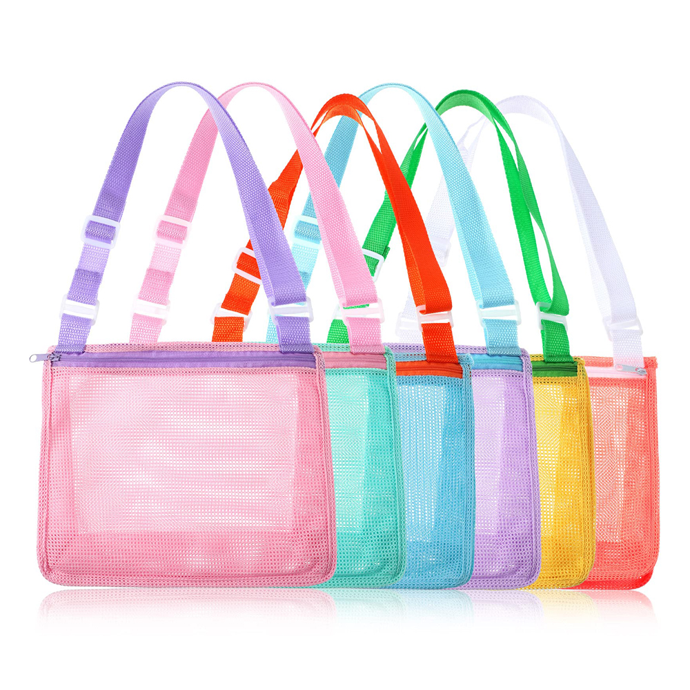 Custom Color Swimming Storage Mesh Bag Beach Toys Mesh Shoulder Bags with Zipper supplier