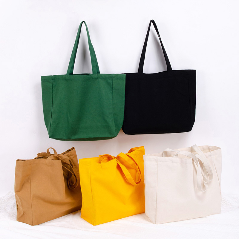 Custom Logo Eco-friendly Large Capacity Portable Reusable Shopping Bags Blank 100% Cotton Canvas Tote Bag