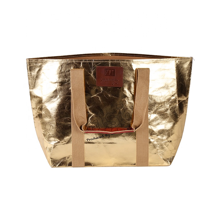 Wholesale Custom Bright Metallic Color Washable Kraft Paper Tote Shopping Bags details