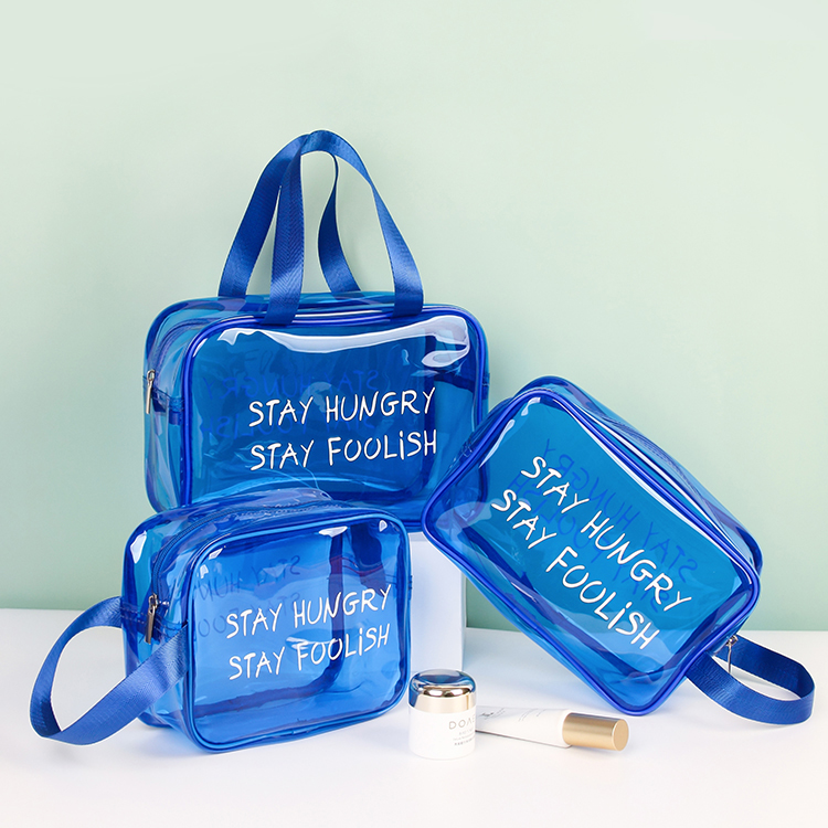New Style Swimming Fitness Clear Transparent Toiletries Makeup Bag Waterproof Portable PVC Make up Cosmetic Bags for Wash Shower