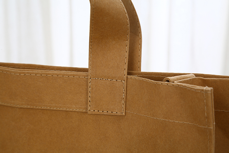 Wholesale Custom Your Own Logo Kraft Paper Bag Washable Tote Shopping Bag details