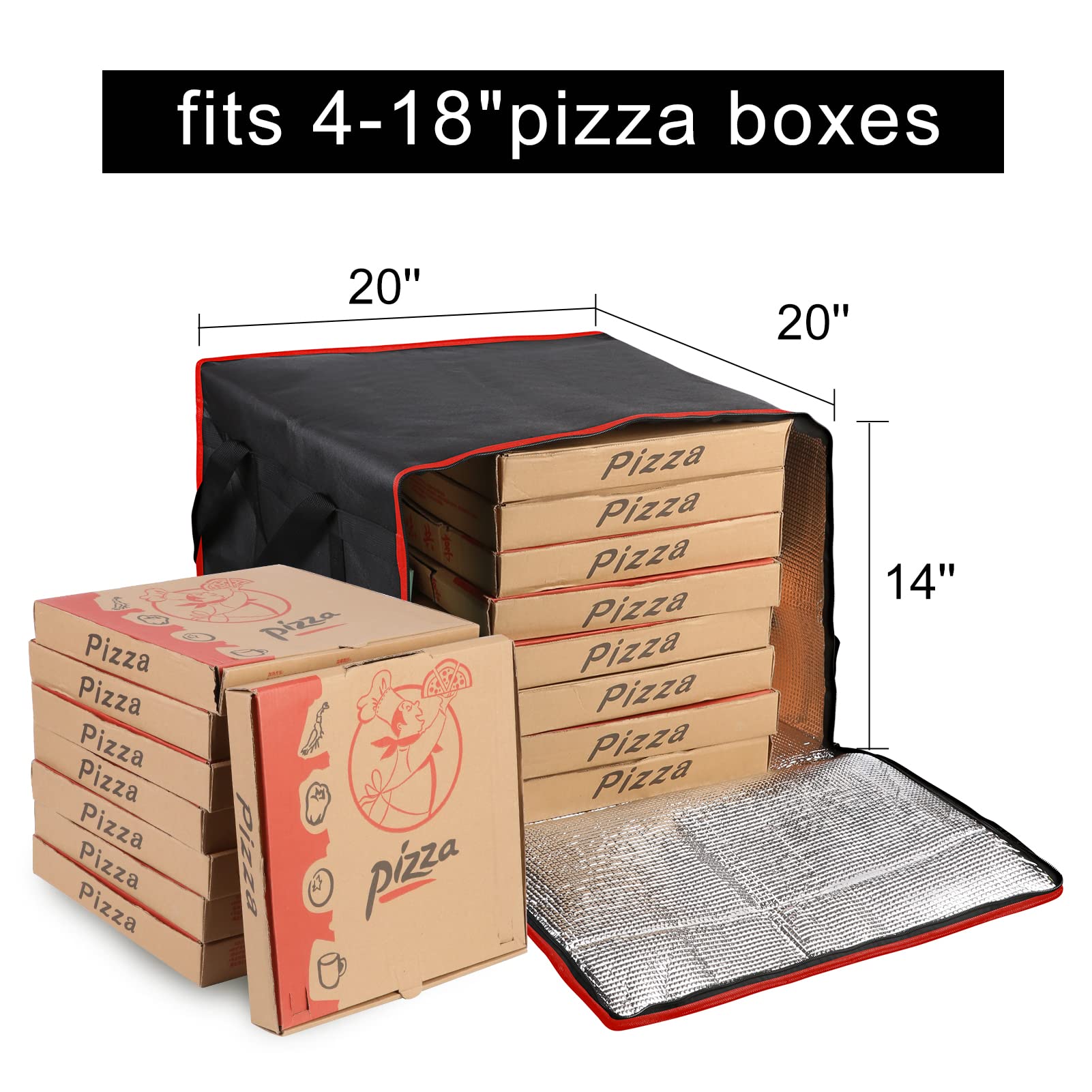 Large Capacity Food Delivery Picnic Camping Tote Cooler Lunch Bag Insulated Warmer Pizza Food Delivery Bag supplier