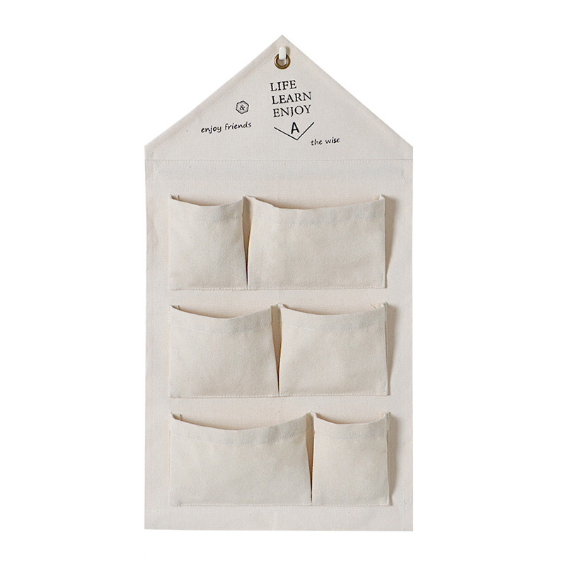 Customized Grid Pattern Cotton Pockets Door Back Storage Organizer Fabric Wall Hanging Storage Bags