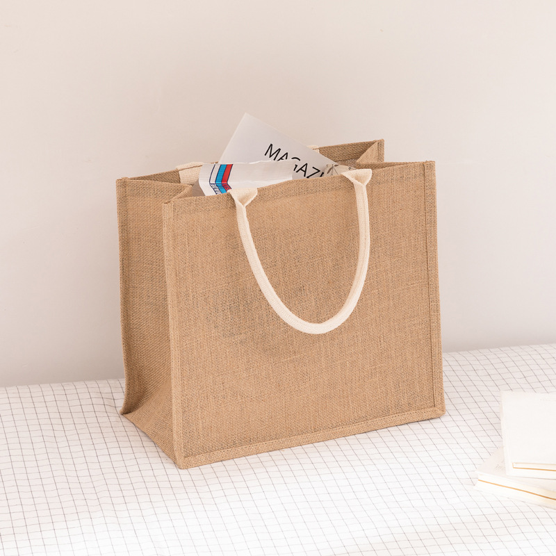 Wholesale Eco-Friendly Materials Recycled 100% Jute Bags Blank Burlap Jute Tote Bags With Handles Custom Printed Logo supplier