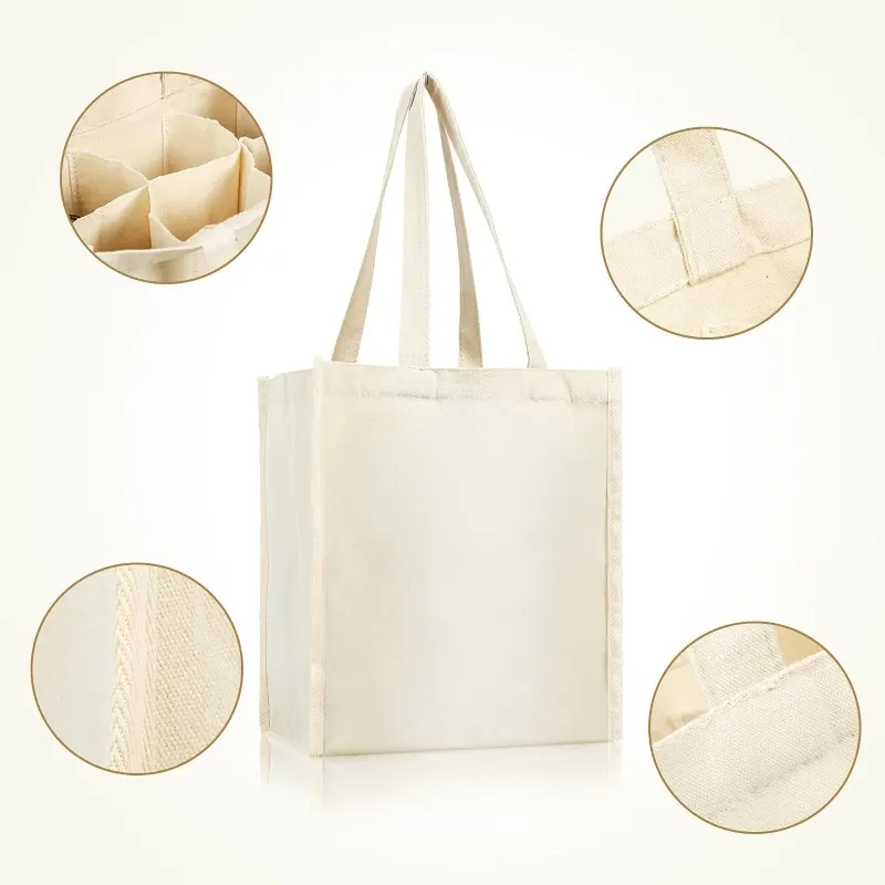 Manufacturer Customized Cotton Wine Bag with Printed Logo Single Packaging Canvas Bottle Bags Featuring Letter Pattern factory