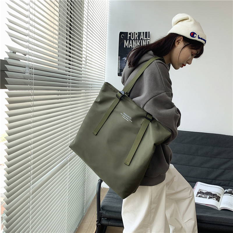 Polyester Bag Printed LOGO Nylon Bag Cheap Printing Shopping Shoulder Zipper Messenger Shoulder Tote Bag