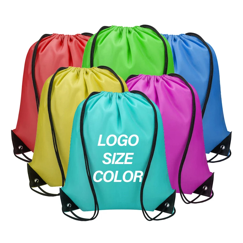Wholesale Custom Logo Polyester Drawstring Backpack Eco-Friendly Oem Traveling Sling Bag with Cartoon Pattern Promotional