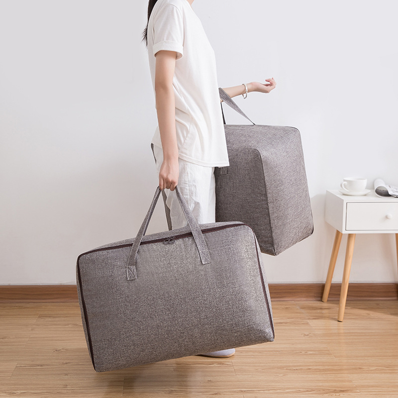 Custom Home Quilt Cotton Storage Bag Foldable Closet Organizer for Blankets and Clothes for Home or Travel manufacture
