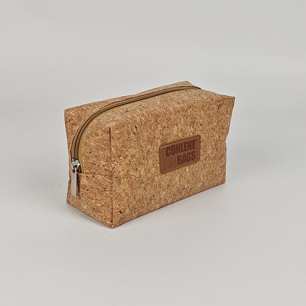 Custom Canvas Travel Makeup Bag with Zipper Closure Cork Bottom Fashionable Letter Pattern Cosmetic Gift Bag manufacture