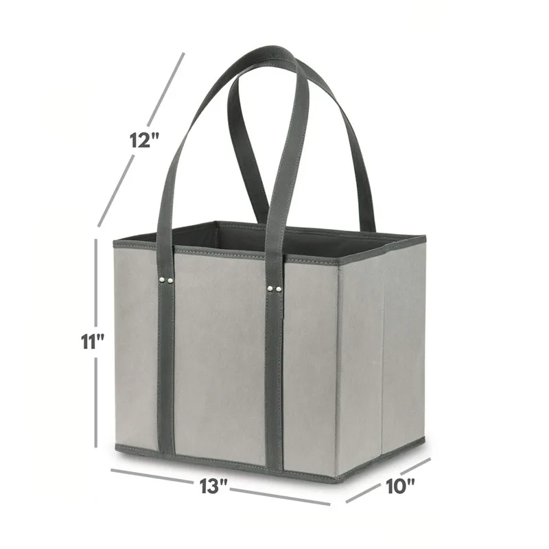 Wholesale Foldable Food Storage Bins with Handles Reusable Shopping Grocery Bags Geometric Pattern Organizer