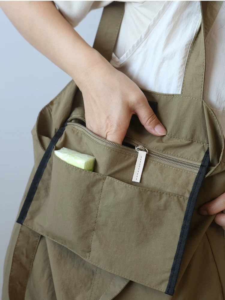 Borse alla moda in nylon e poliestere resistenti, senza logo, borse riutilizzabili per donne, a spalla, con tasca
