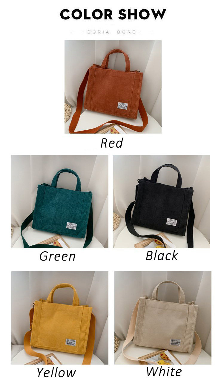 Custom Women Corduroy Canvas Shoulder Bag Eco Messenger Bags Small Casual Cotton Canvas Tote Crossbody Bag factory