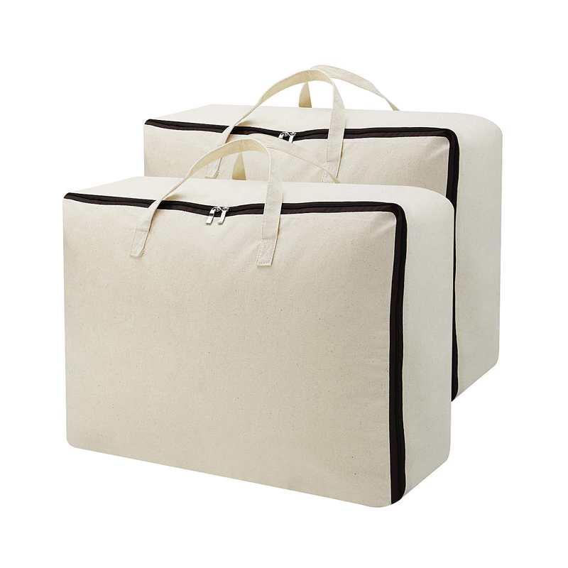 Custom Home Quilt Cotton Storage Bag Foldable Closet Organizer for Blankets and Clothes for Home or Travel