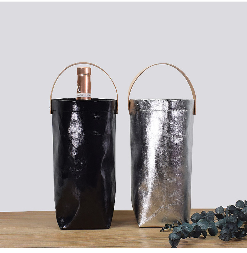 Custom Logo Washable Kraft Paper Eco-friendly Gift Bag Kraft Paper Bottle Wine Bag supplier