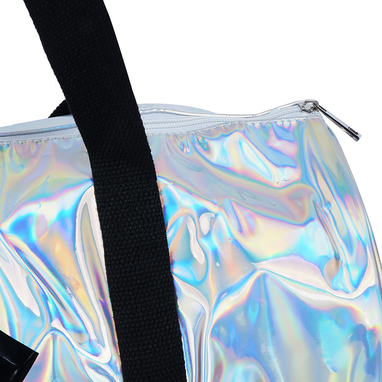 High Quality Customized Holographic PVC Polyester Travel Bags Shoulder Waterproof Travel Bags factory