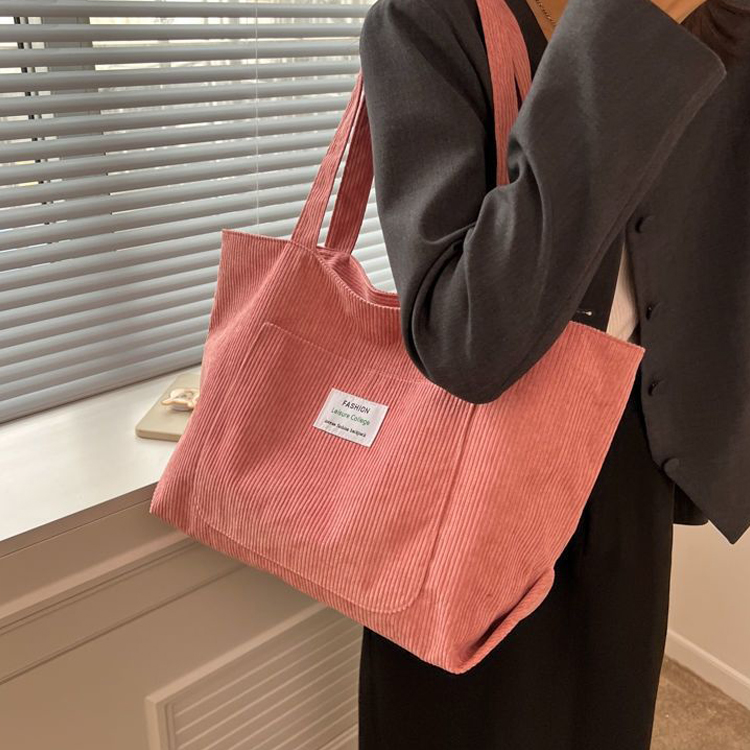 Eco Cyfoes Ailgynhyrchadwy Ferch Bach Mawr Shopper Corduroy Totes Llawr Bags â Logo Argraffu Custom