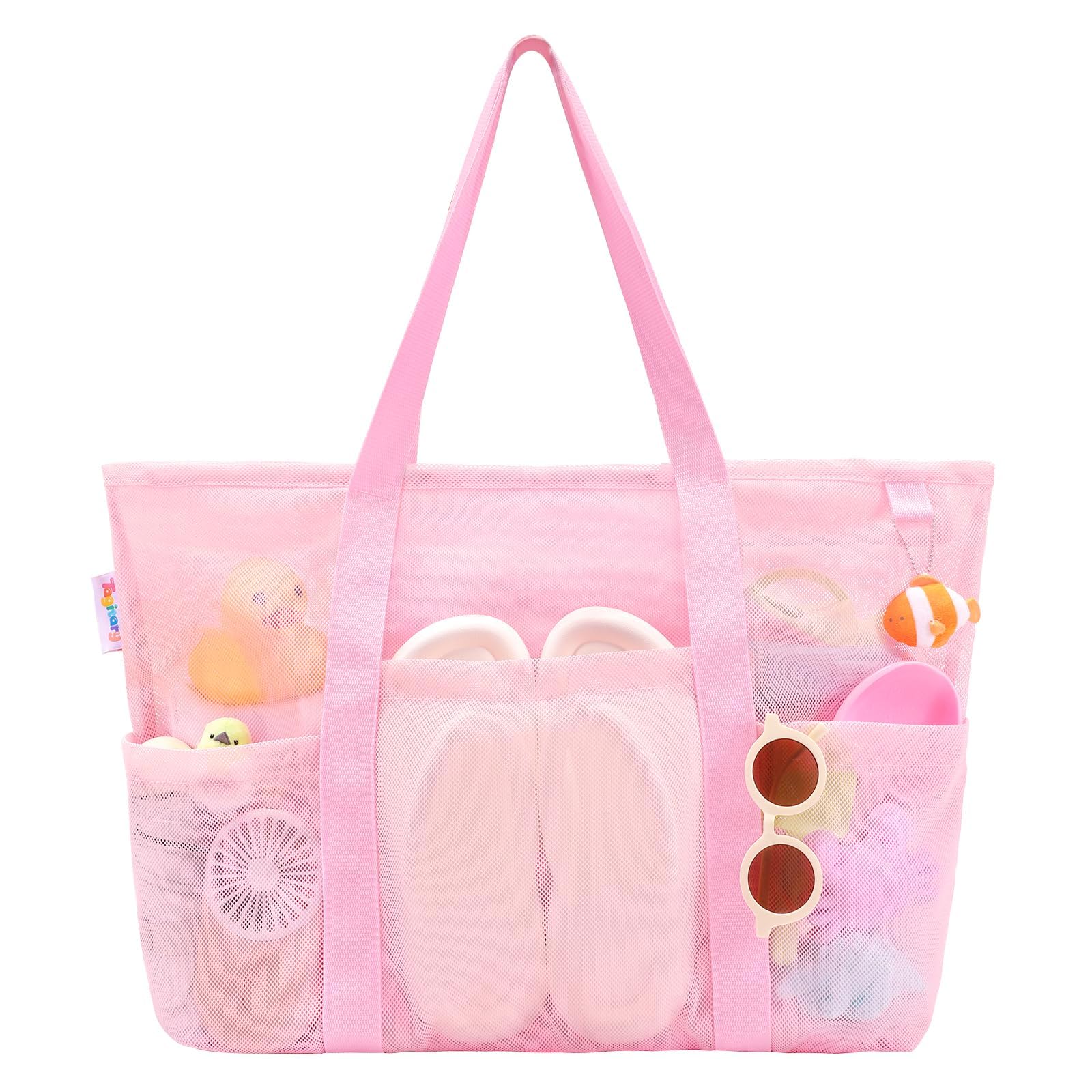 Women's Large Capacity Foldable Summer Travel Shoulder Handbag Zipper Pocket Beach Tote Bag for Shopping Mesh Design factory
