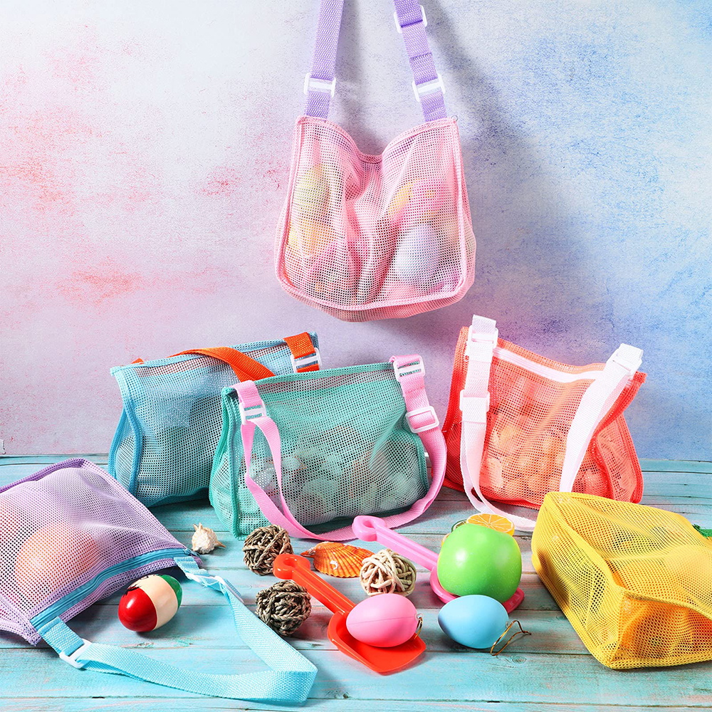Custom Color Swimming Storage Mesh Bag Beach Toys Mesh Shoulder Bags with Zipper manufacture