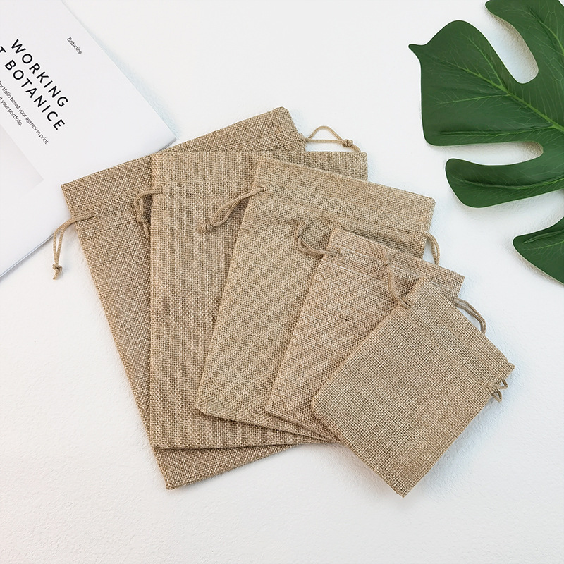 Custom Size Drawstring Gift Jewelry Storage Jute Draw String Bags Jute Pouch String Bag