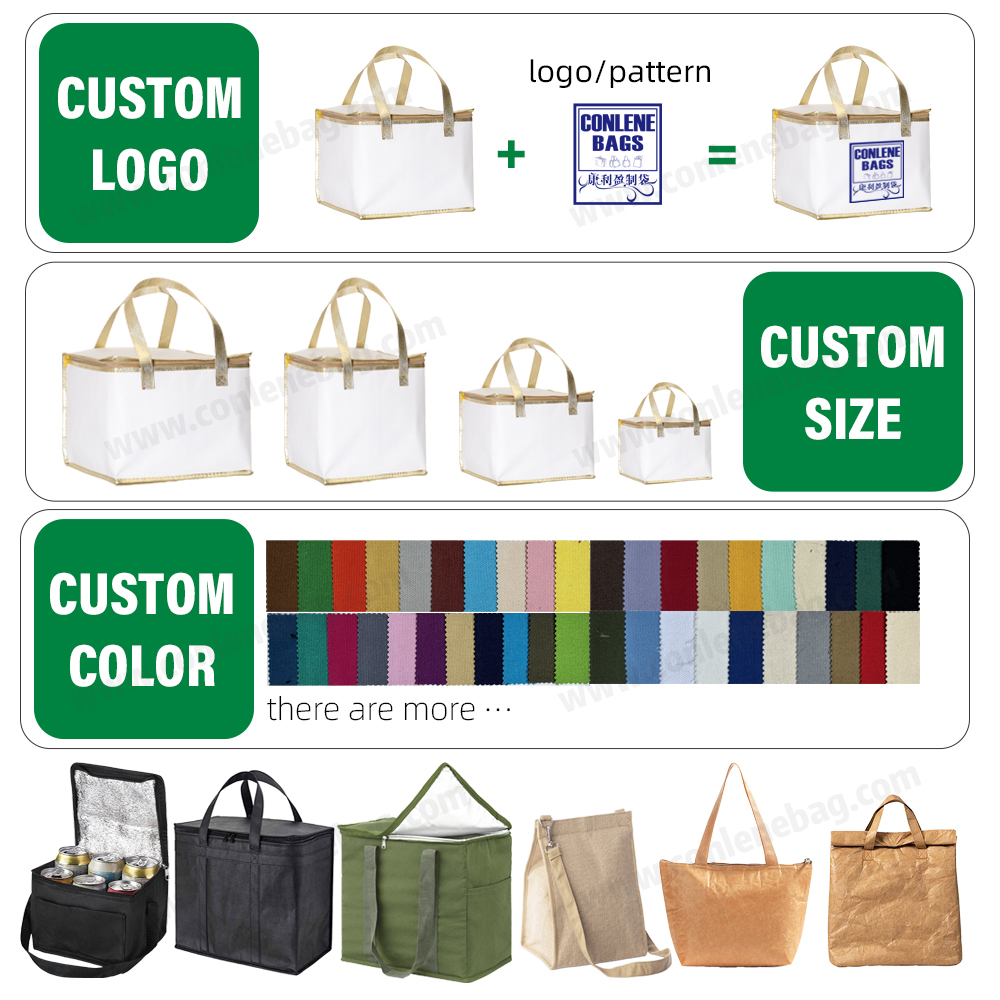 Portable Cooler Bag Fashionable PU Material Eco-Friendly Lunch Insulated Bag Printed Letter Pattern