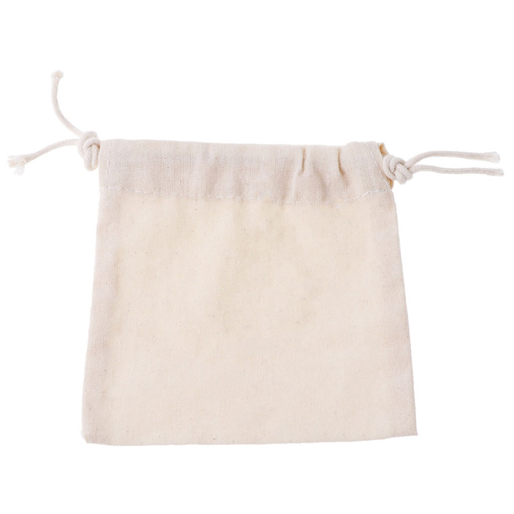 Custom Logo Small White Organic Canvas Bags Drawstring Cotton Bag factory